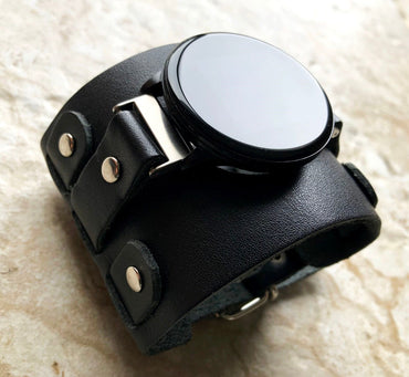 Samsung Watch Band Cuff Bund Steampunk Wide Strap Leather Bracelet for Galaxy Watch 3 45mm 46mm Gear S3 Frontier and S3 Classic BL-22