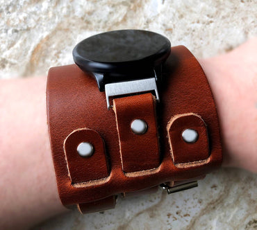 Garmin Watch Band Cuff Bund Steampunk Wide Strap Leather Bracelet for Approach S12 S40 S42 CT10 Bundle Forerunner 55 165 245 645 Music BR-20