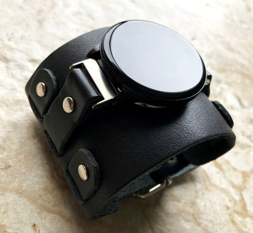 Garmin Watch Band Cuff Steampunk Wide Leather Strap for Vivomove 3 HR Trend Luxe Sport Style D2 Air X10 Vivoactive 5 3 Venu 2 Plus Sq 2 BL20