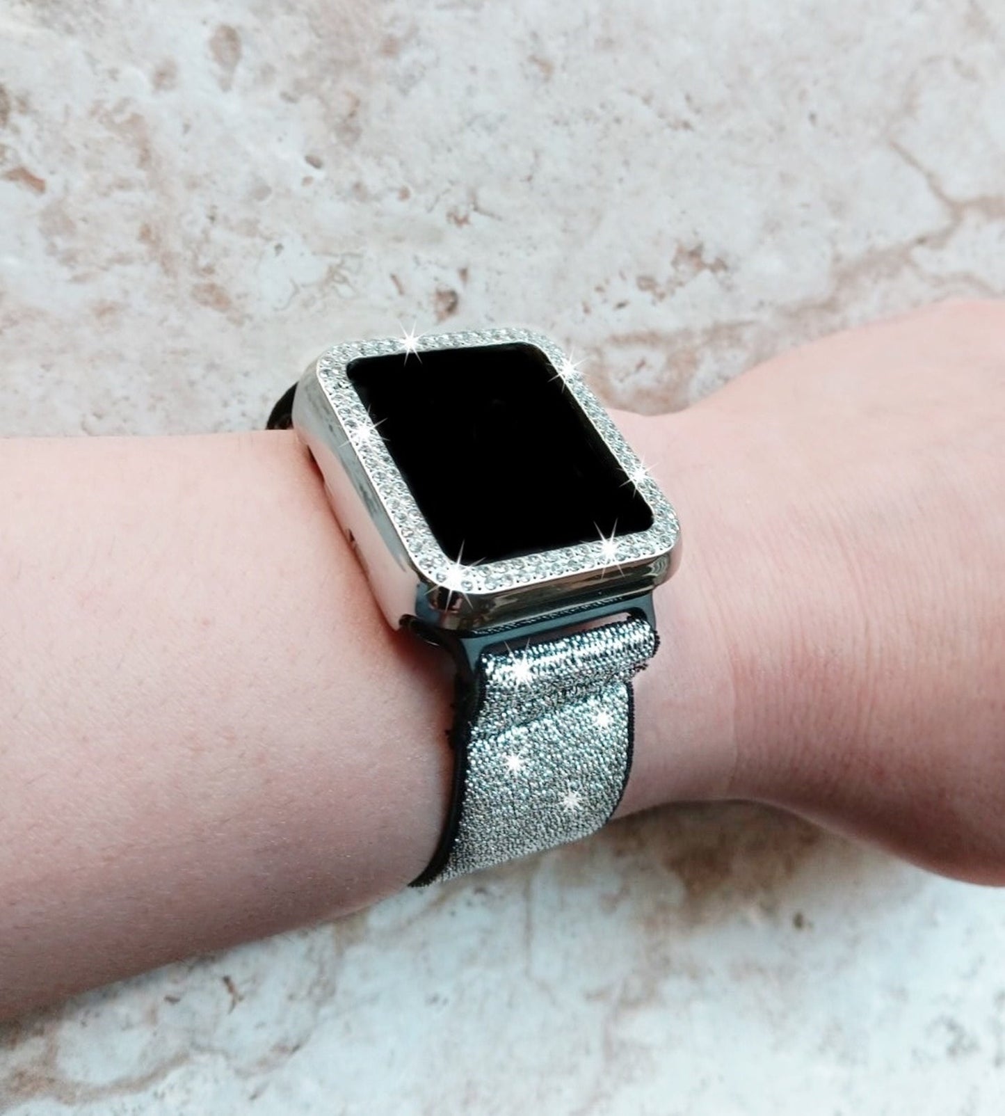 Apple Watch Sparkling Band Set Crystal Bezel Case Cover for Ultra 2 9 8 7 SE 6 5 4 3 2 1 49mm 45mm 44mm 42mm 41 40 38mm Elastic Adjust Strap