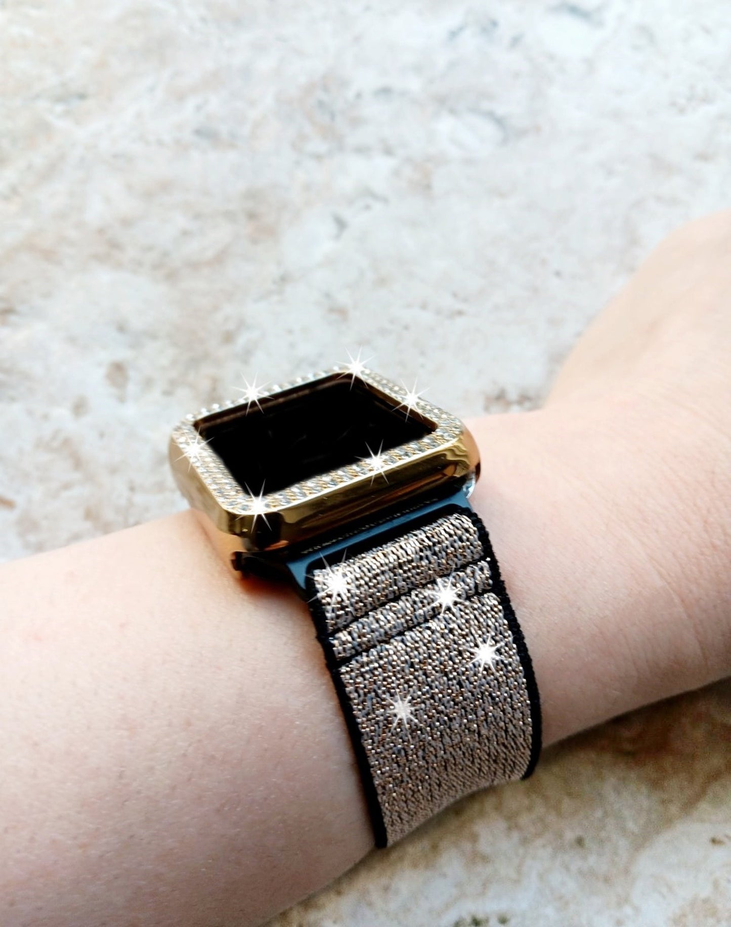 Apple Watch Sparkling Band Set Crystal Bezel Case Cover for Ultra 2 9 8 7 SE 6 5 4 3 2 1 49mm 45mm 44mm 42mm 41 40 38mm Elastic Adjust Strap