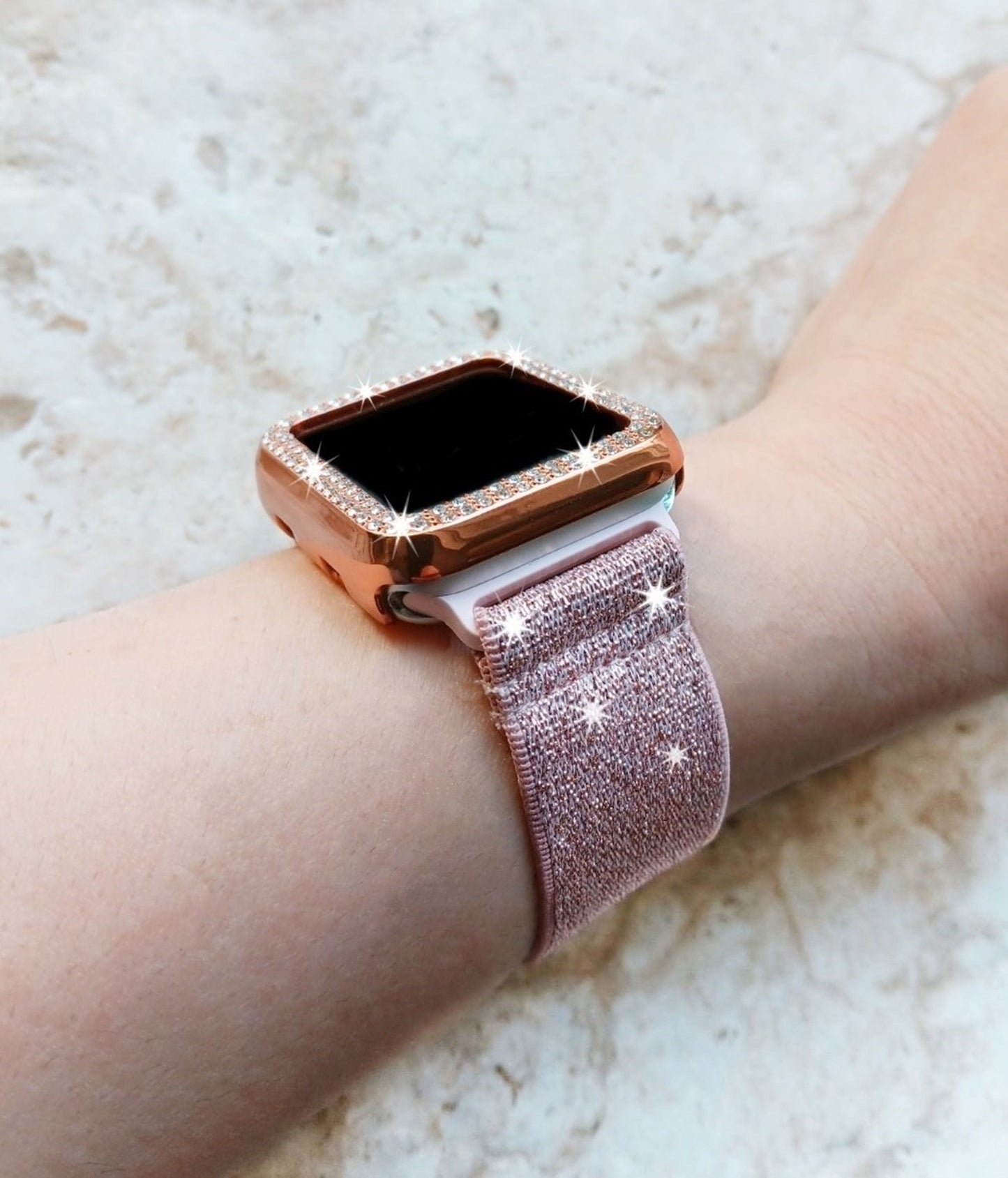 Apple Watch Sparkling Band Set Crystal Bezel Case Cover for Ultra 2 9 8 7 SE 6 5 4 3 2 1 49mm 45mm 44mm 42mm 41 40 38mm Elastic Adjust Strap