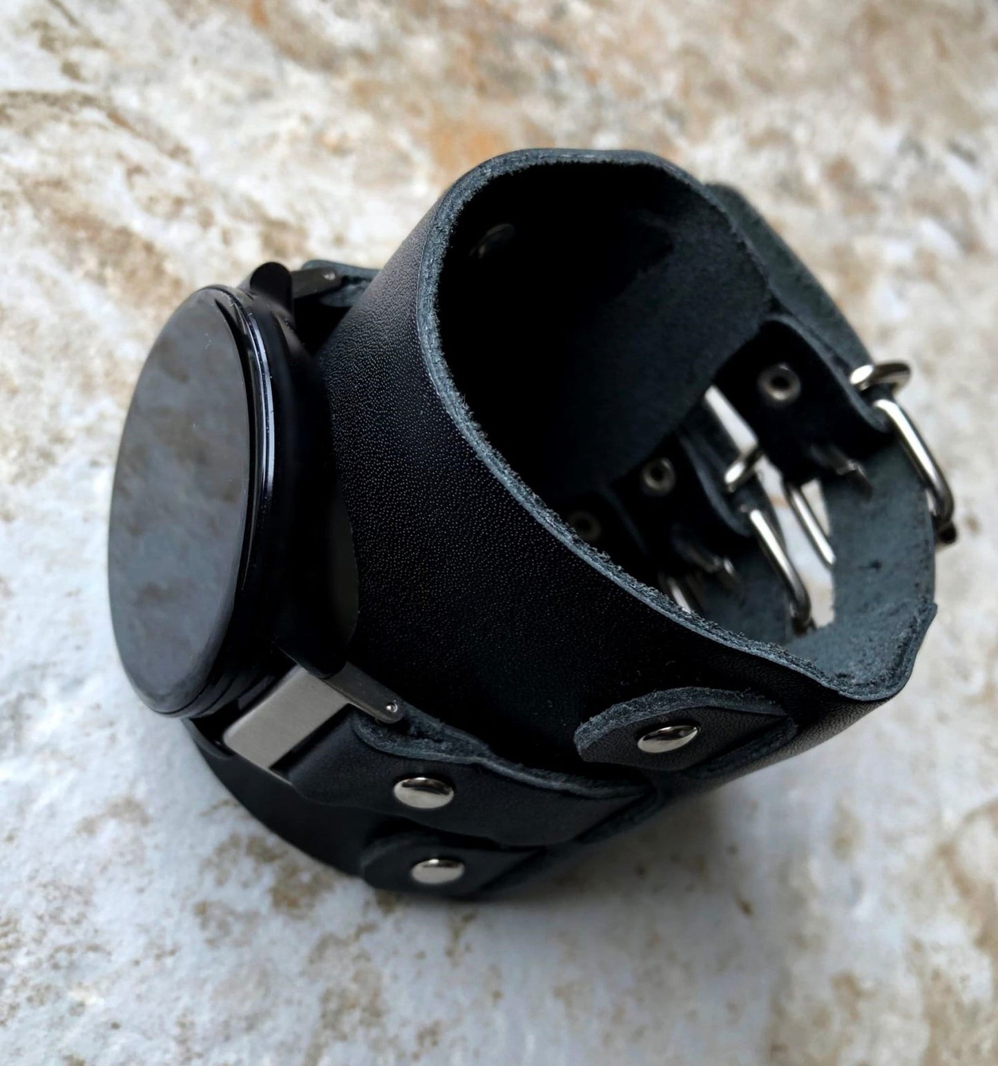 Samsung Watch Band Cuff Bund Steampunk Wide Strap Leather Bracelet for Galaxy Watch 3 45mm 46mm Gear S3 Frontier and S3 Classic BL-22