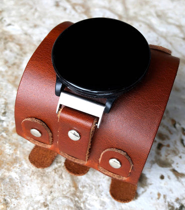 Samsung Watch Band Cuff Bund Steampunk Wide Leather Strap Bracelet for Galaxy Watch 3 45mm 46mm Gear S3 Frontier and S3 Classic BR-22