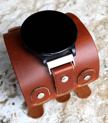Google Pixel Watch 3 2 1 41mm Band Cuff Bund Steampunk Wide Strap Thick Soft Genuine Leather Bracelet Fashion Accessory Tech Jewelry BR-20