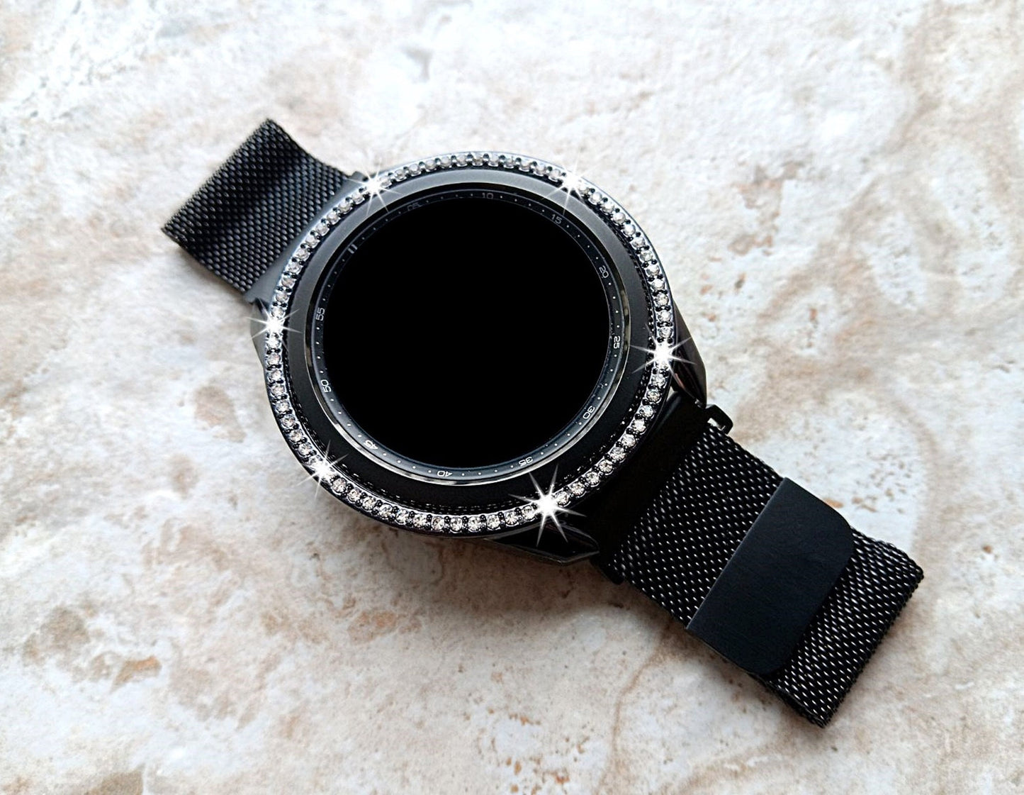 Samsung Watch Crystal Bezel Bling Case Cover for Galaxy Watch 3 45mm Smartwatches Hard Protective Sparkling Guard Bumper Frame