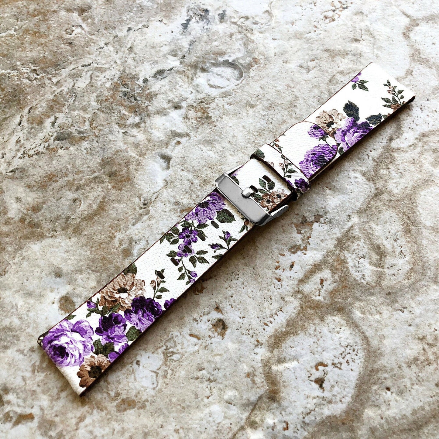 Google Pixel Watch 3 2 1 41mm Band Purple Floral Roses FL-4 Leather Bracelet Wristband Strap Flowers Fashion Accessory Tech Jewelry B18A20
