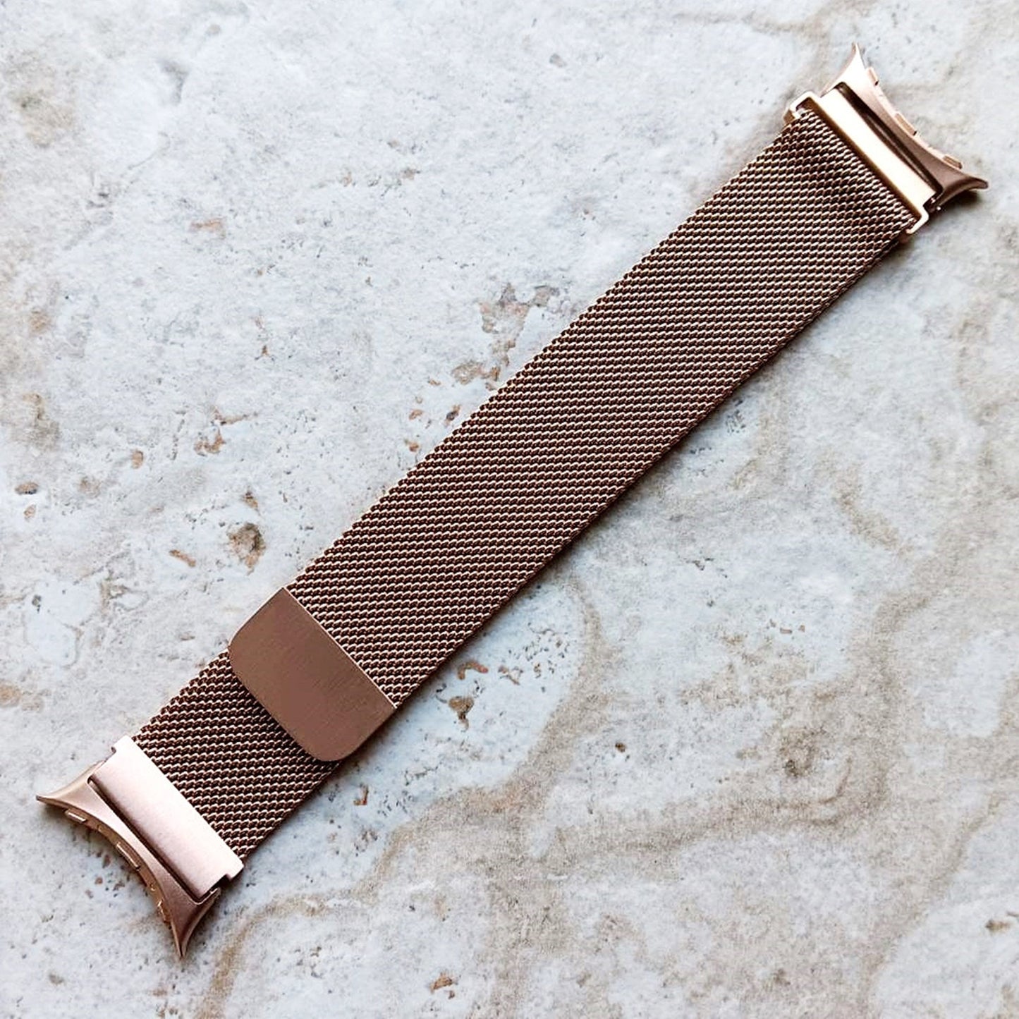 Google Pixel Watch 3 2 1 41mm Band Rose Gold Color Stainless Steel Strap Adjustable Milanese Bracelet Fashion Accessory Tech Jewelry B20-A