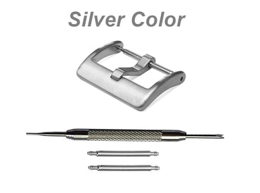 4pcs Set Modern Buckles for 16mm 20mm Watch Straps Bands Replacement Kit Clasp Silver Black Pink Rose Gold Color Finish -Pins Tool Included