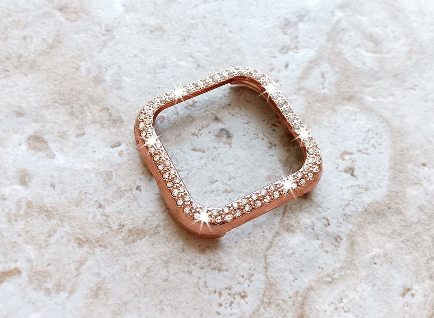 Fitbit Watch Rose Gold Color Band Set Crystal Bezel Bling Case Cover for Versa 2 3 4 Sense 1 2 Smartwatches Milanese Strap Protective Frame