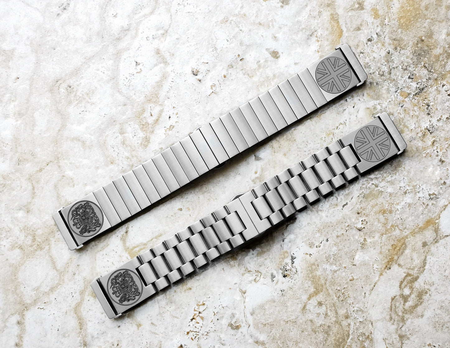 Fitbit Watch Band Great Britain UK Symbols Compatible with Versa Lite 2 3 4 and Sense 1 2 Smartwatches Engraved Silver St Steel Strap UKS