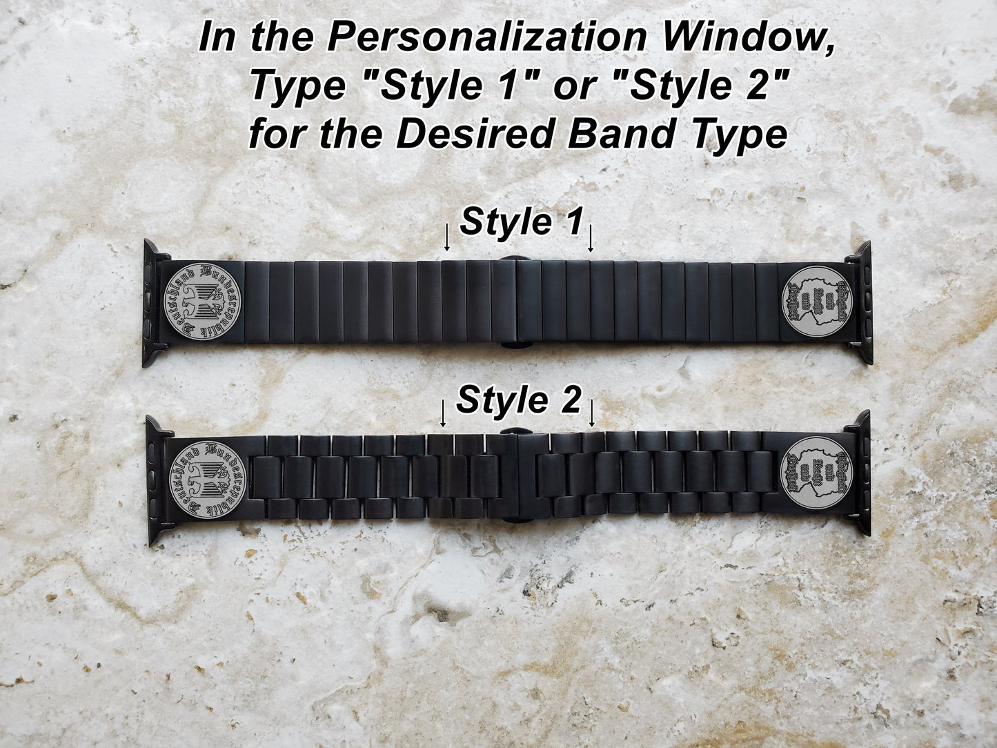 Apple Watch Band Germany Deutschland Symbols for Ultra 2 9 8 7 SE 6 5 4 3 2 49mm 45mm 44mm 42mm 41mm 40mm 38mm Engraved Black Strap B-DES