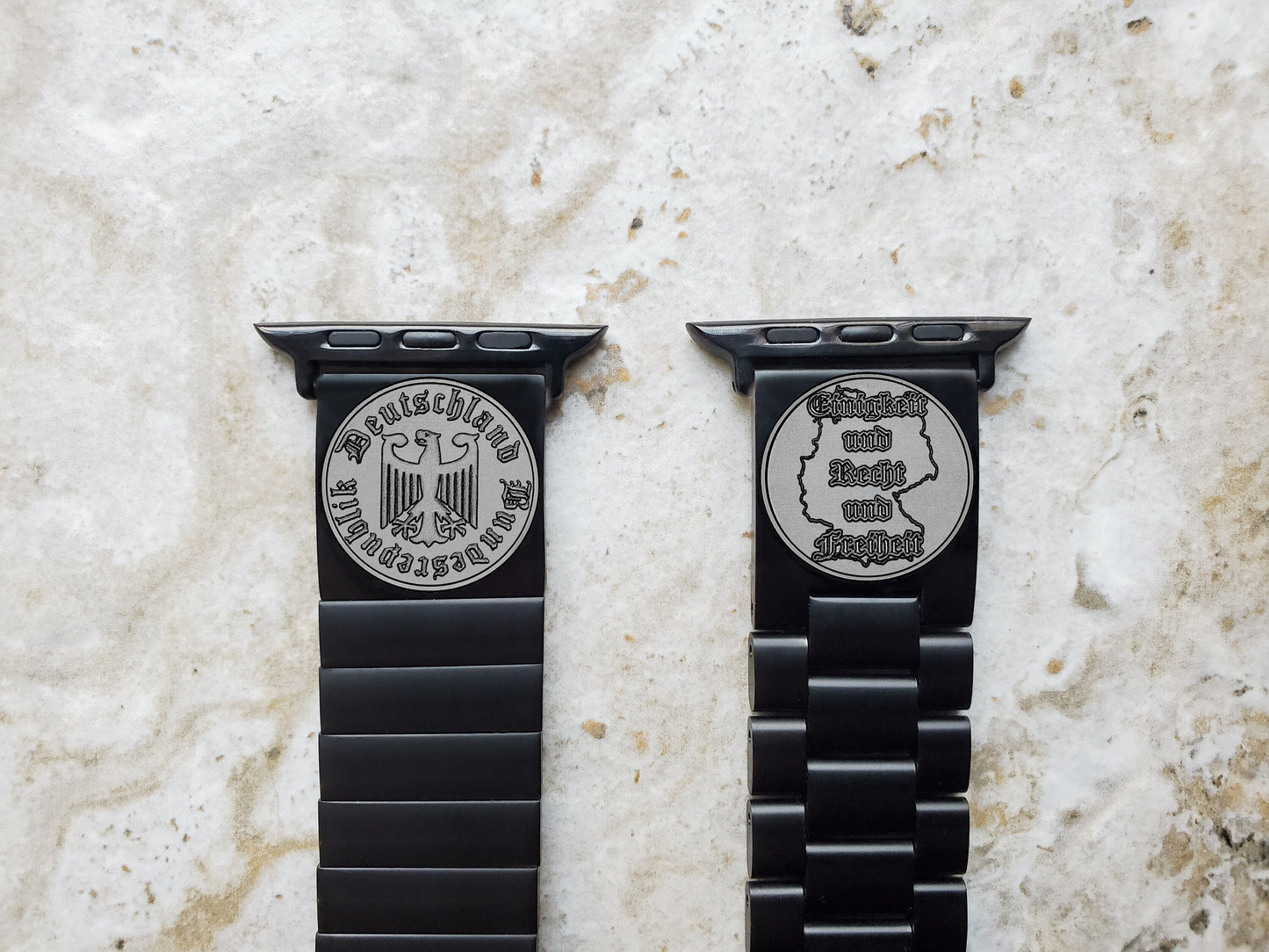 Apple Watch Band Germany Deutschland Symbols for Ultra 2 9 8 7 SE 6 5 4 3 2 49mm 45mm 44mm 42mm 41mm 40mm 38mm Engraved Black Strap B-DES