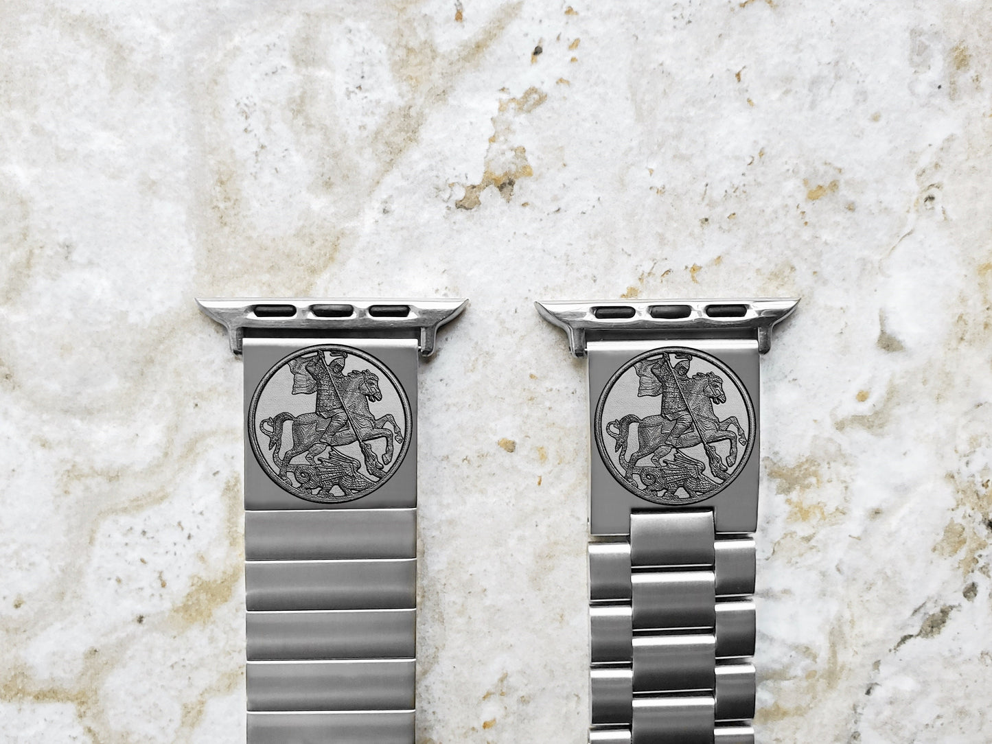 Apple Watch Band Saint George Compatible with Ultra 2 9 8 7 SE 6 5 4 3 2 Case 49mm 45mm 44mm 42mm 41mm 40mm 38mm Engraved St Steel Strap DK2