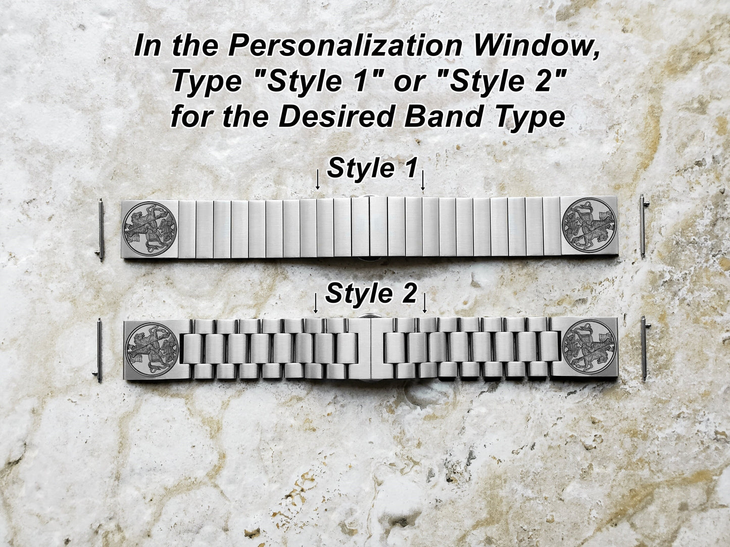 22mm 24mm 25mm Lugs Watch Band Saint George for Traditional Casual Luxury and Smartwatches Engraved Silver Stainless Steel Strap DK2