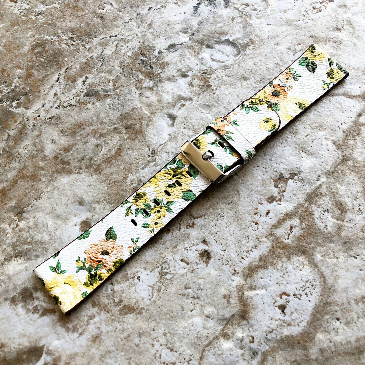Google Pixel Watch 3 2 1 41mm Band Yellow Floral Roses FL-1 Leather Bracelet Wristband Strap Flowers Fashion Accessory Tech Jewelry B18A20