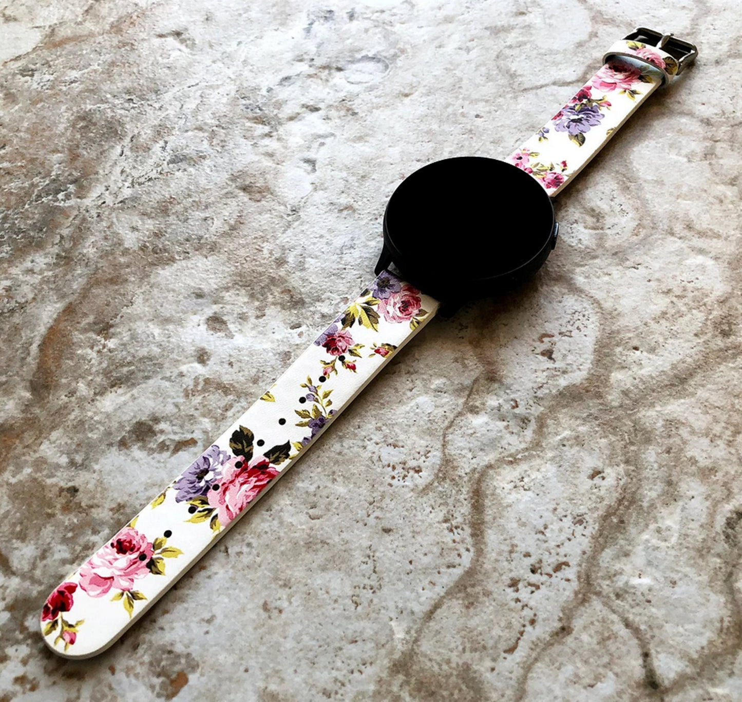 Google Pixel Watch 3 2 1 41mm Band Red Floral Roses FL-3 Leather Bracelet Wristband Strap Flowers Fashion Accessory Tech Jewelry B18A20