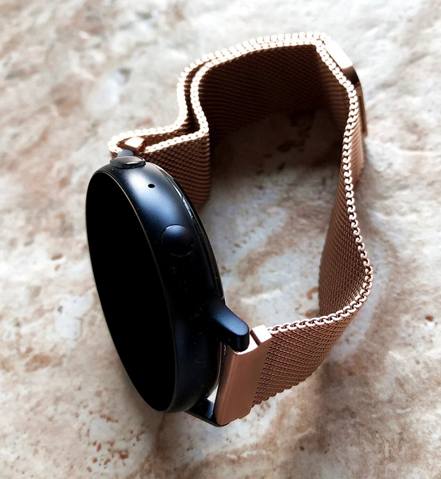 Google Pixel Watch 3 2 1 41mm Band Rose Gold Color Stainless Steel Strap Adjustable Milanese Bracelet Fashion Accessory Tech Jewelry B20-A