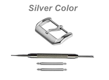 4pcs Set Elegant Buckles for 12mm 14mm Watch Straps Bands Replacement Kit Clasp Silver Black Pink Rose Gold Color Finish -Pins Tool Included