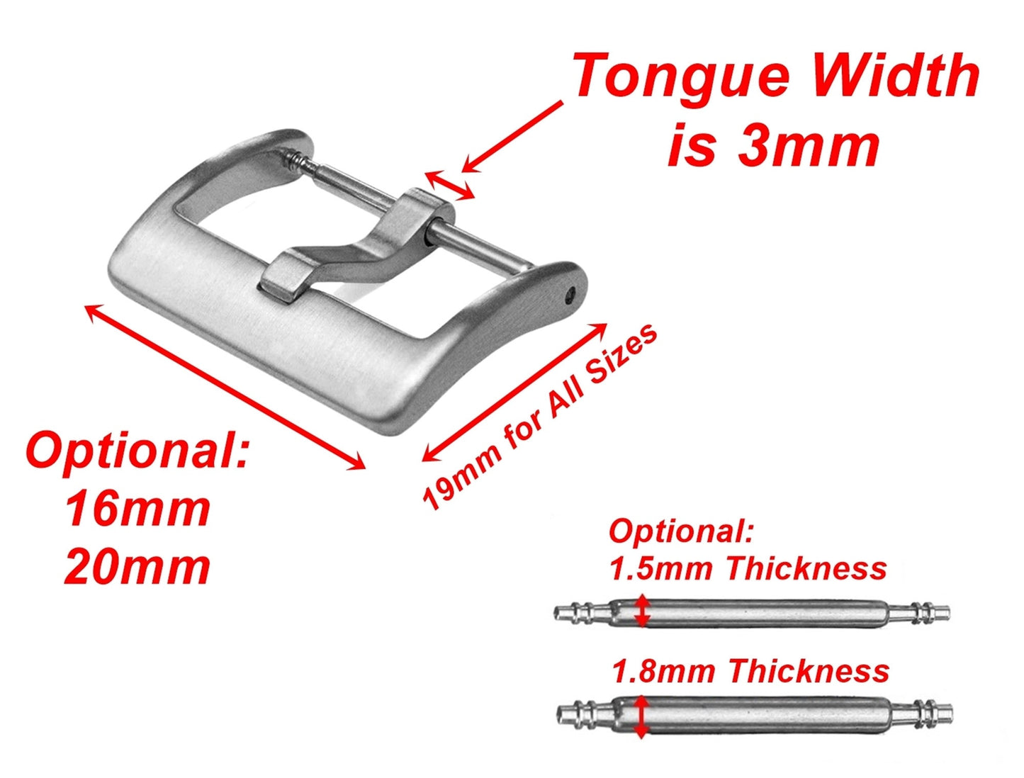 4pcs Set Modern Buckles for 16mm 20mm Watch Straps Bands Replacement Kit Clasp Silver Black Pink Rose Gold Color Finish -Pins Tool Included
