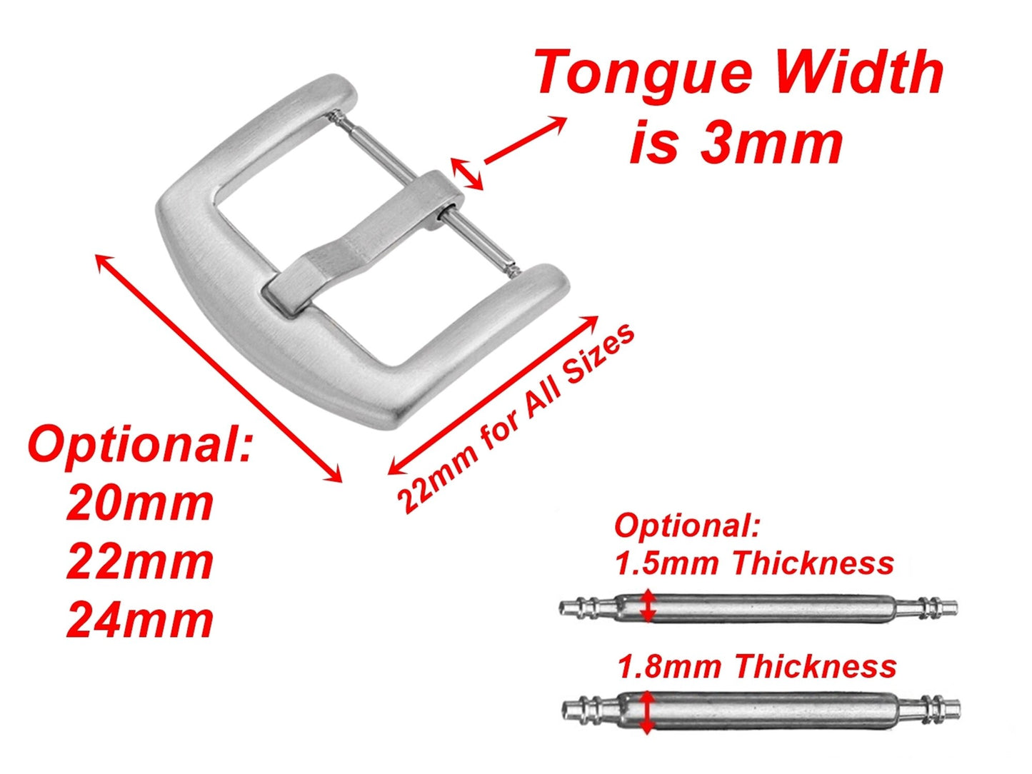 4pcs Set Exquisite Buckles for 20mm 22mm 24mm Watch Straps Bands Replacement Kit Clasp Silver Black Rose Gold Color - Pins Tool Included