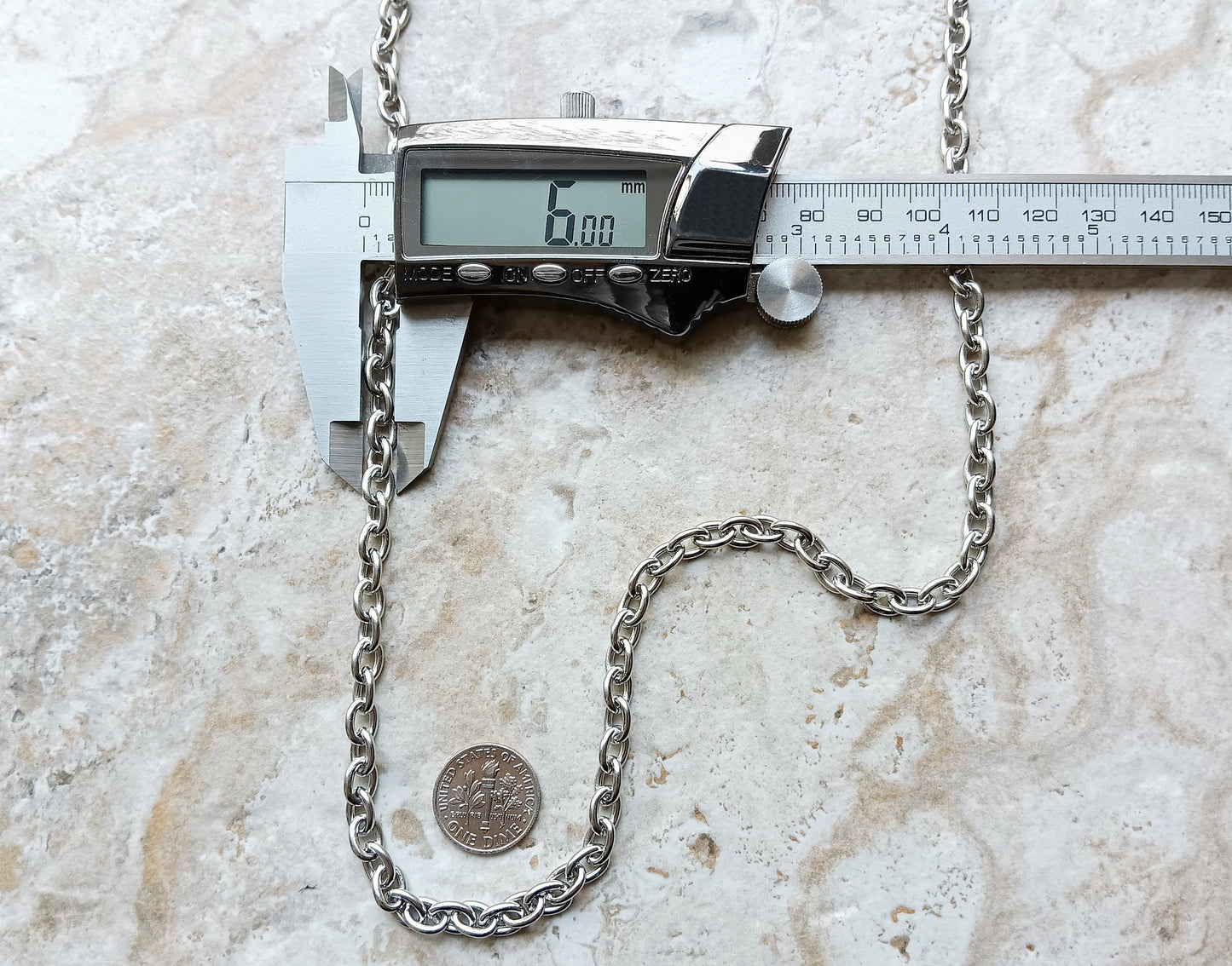 21" Inches 54cm Fashion Chain Wallet 6mm Triple Rolo Silver Shiny Color Stainless Steel Cable Unisex Customisable Tarnish Resistant Strong