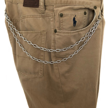 Fashion Wallet Chain Double Twisted Wire Silver Shiny Color Stainless Steel Unisex Customisable Tarnish Resistant Strong 20" Inches 51cm