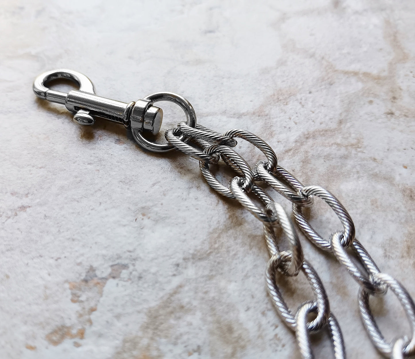 Fashion Wallet Chain Double Twisted Wire Silver Shiny Color Stainless Steel Unisex Customisable Tarnish Resistant Strong 20" Inches 51cm