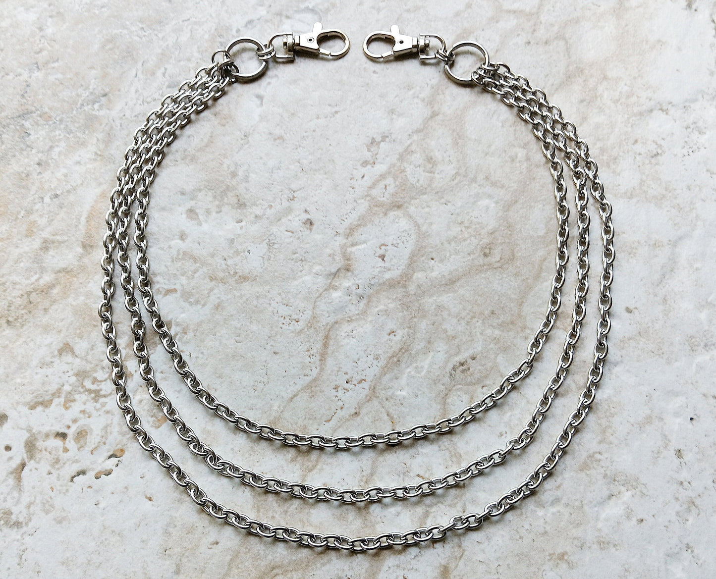 21" Inches 54cm Fashion Chain Wallet 6mm Triple Rolo Silver Shiny Color Stainless Steel Cable Unisex Customisable Tarnish Resistant Strong