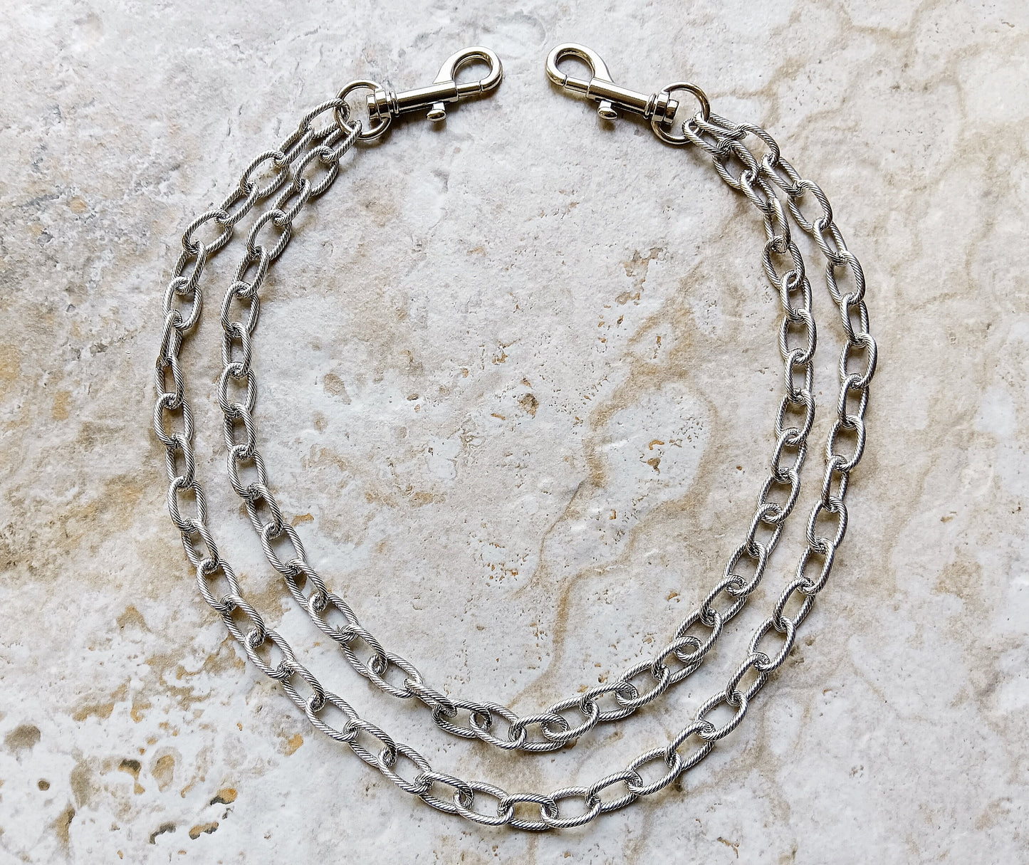 Fashion Wallet Chain Double Twisted Wire Silver Shiny Color Stainless Steel Unisex Customisable Tarnish Resistant Strong 20" Inches 51cm