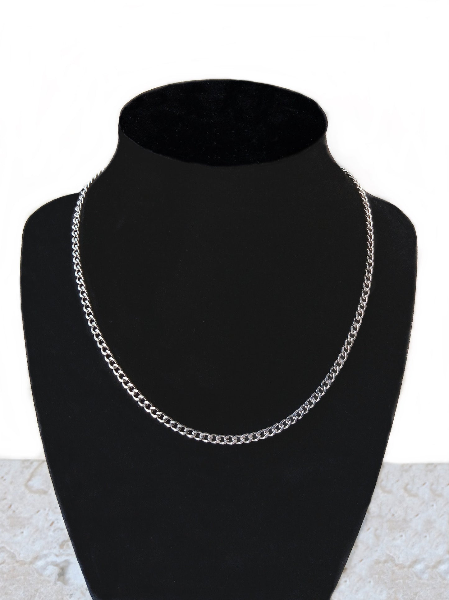 3.5mm Silver Shiny Color Stainless Steel Elegant Cuban Necklace Bracelet Chain Unisex Customisable Size Fine Jewelry Tarnish Resistant