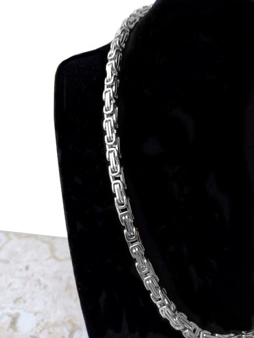 4mm Byzantine Silver Shiny Color Stainless Steel Necklace Bracelet Chain Unisex Customisable Size Unique Jewelry Tarnish Resistant Strong