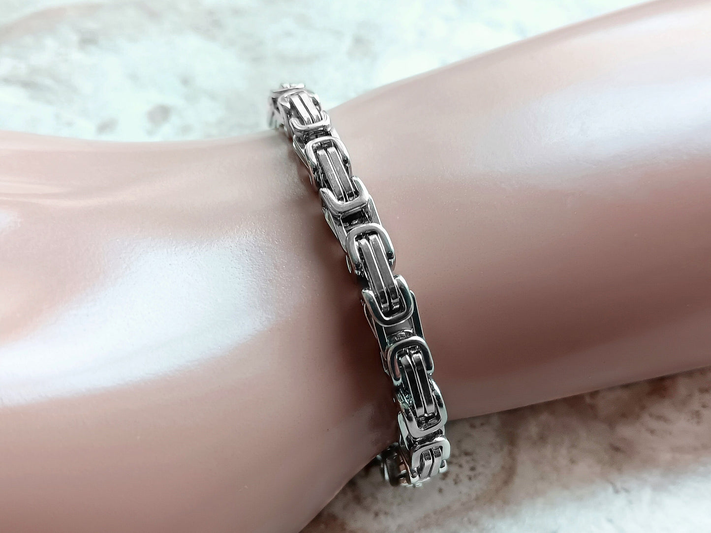 4mm Byzantine Silver Shiny Color Stainless Steel Necklace Bracelet Chain Unisex Customisable Size Unique Jewelry Tarnish Resistant Strong