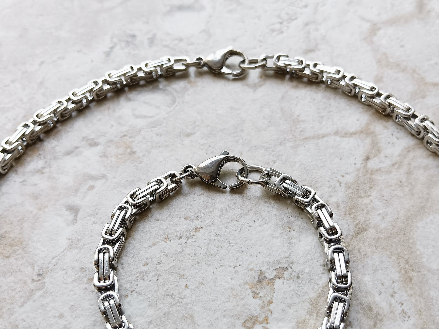 4mm Byzantine Silver Shiny Color Stainless Steel Necklace Bracelet Chain Unisex Customisable Size Unique Jewelry Tarnish Resistant Strong