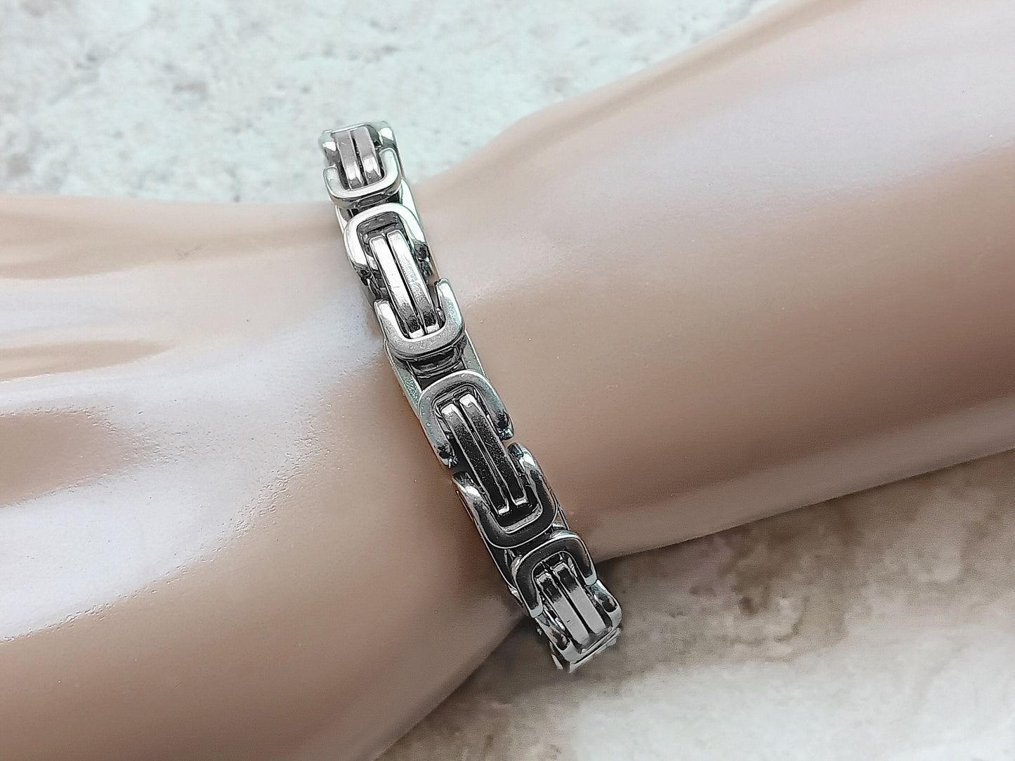 8mm Byzantine Silver Shiny Color Stainless Steel Necklace Bracelet Chain Unisex Customisable Size Strong Unique Jewelry Tarnish Resistant