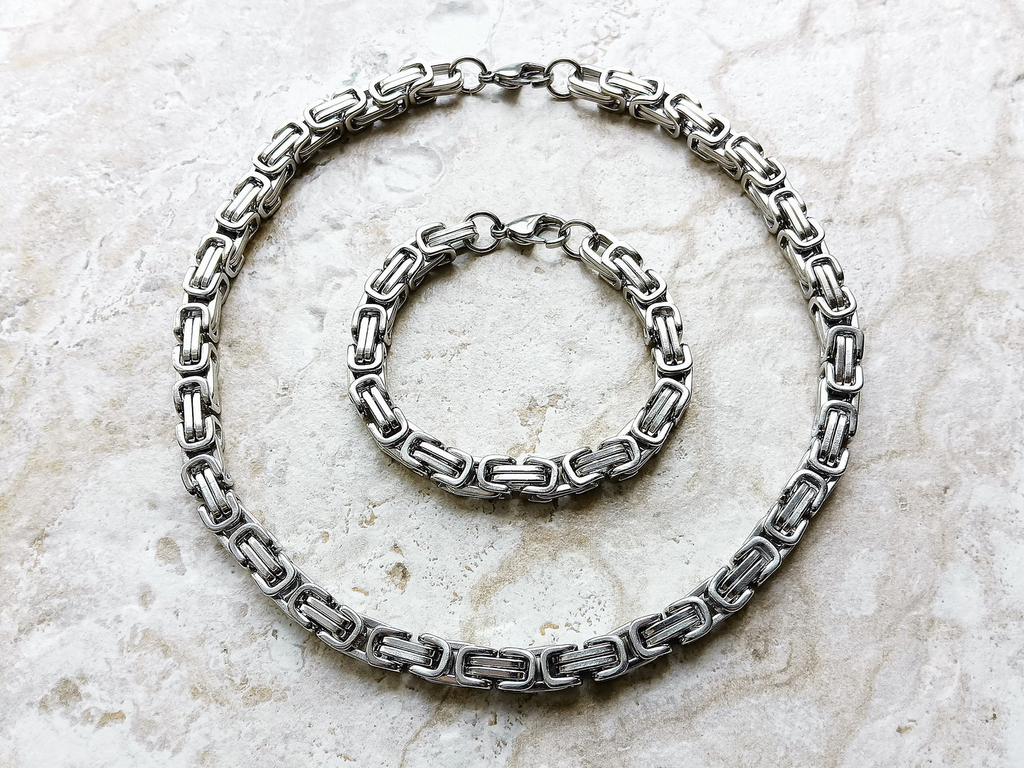 8mm Byzantine Silver Shiny Color Stainless Steel Necklace Bracelet Chain Unisex Customisable Size Strong Unique Jewelry Tarnish Resistant