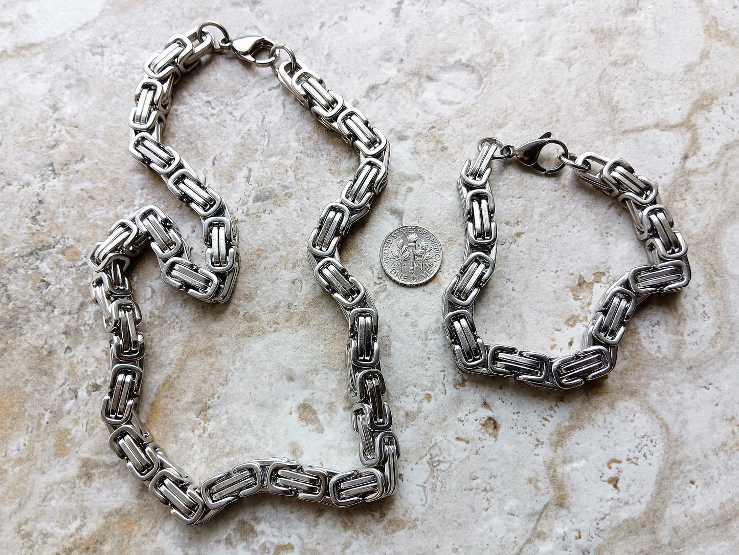 8mm Byzantine Silver Shiny Color Stainless Steel Necklace Bracelet Chain Unisex Customisable Size Strong Unique Jewelry Tarnish Resistant