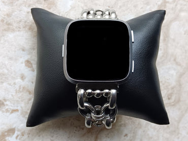 Fitbit Versa 2 3 4 Sense 2 Braided Silver Color Stainless Steel Bracelet Smartwatch Fitness Tracker Band Chain Links Handmade Unique Jewelry