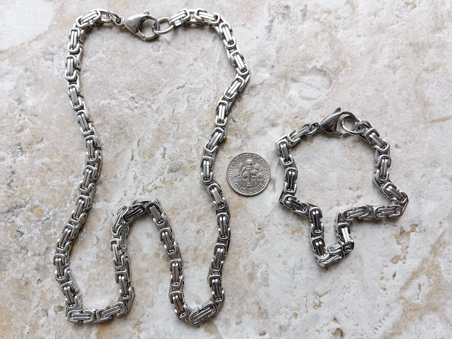 4mm Byzantine Silver Shiny Color Stainless Steel Necklace Bracelet Chain Unisex Customisable Size Unique Jewelry Tarnish Resistant Strong