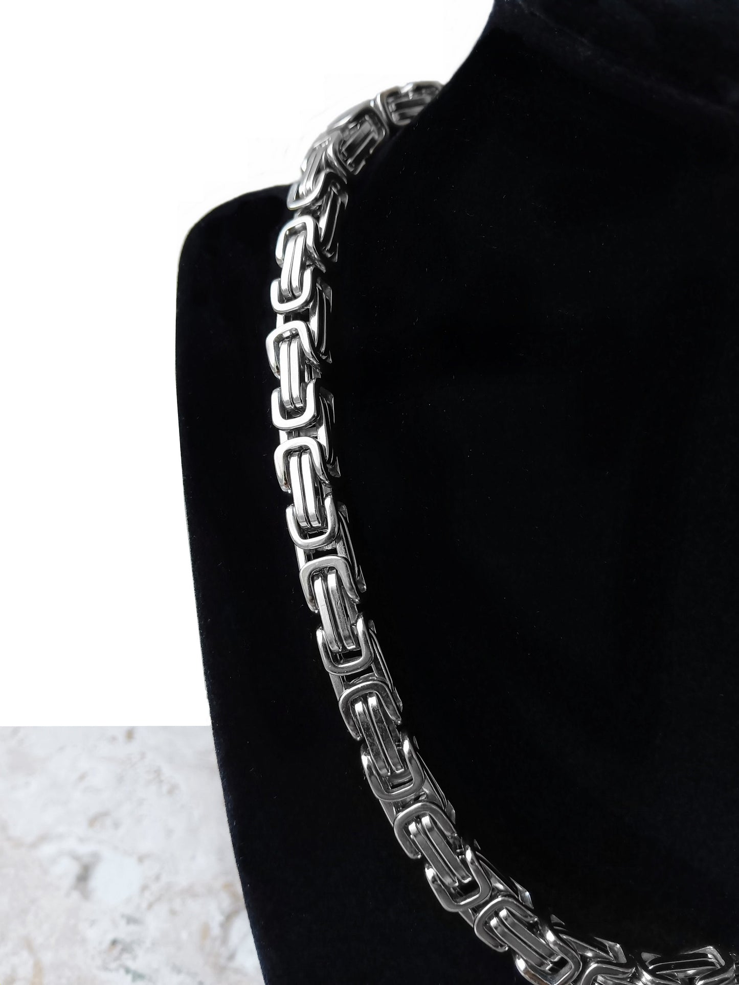 8mm Byzantine Silver Shiny Color Stainless Steel Necklace Bracelet Chain Unisex Customisable Size Strong Unique Jewelry Tarnish Resistant