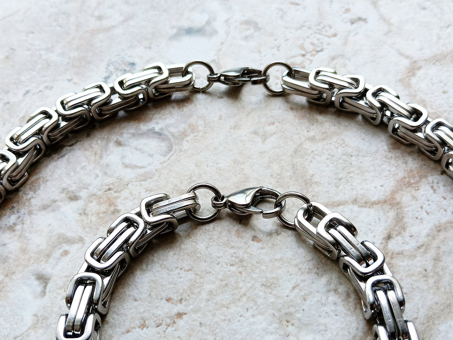 8mm Byzantine Silver Shiny Color Stainless Steel Necklace Bracelet Chain Unisex Customisable Size Strong Unique Jewelry Tarnish Resistant