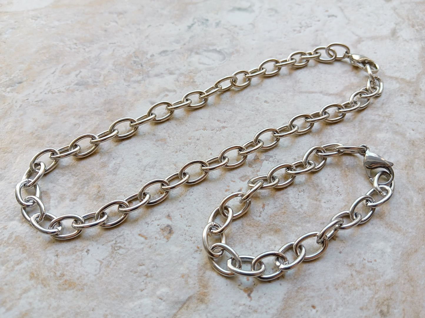 9mm Oval Silver Shiny Color Stainless Steel Necklace Bracelet Chain Unisex Customisable Size Unique Jewelry Tarnish Resistant Strong