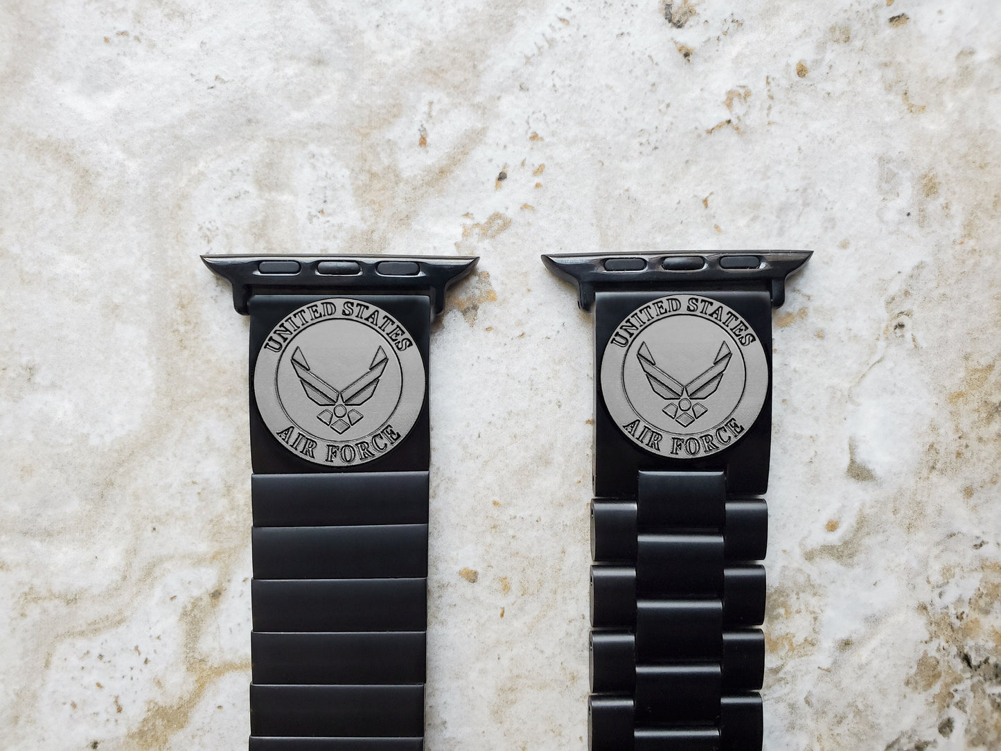 US Air Force Engraved Band Compatible with Apple Watch Ultra 2 9 8 7 SE 6 5 4 3 2 Case 38mm 40mm 41mm 42mm 44mm 45mm 49mm Black St Steel AF3