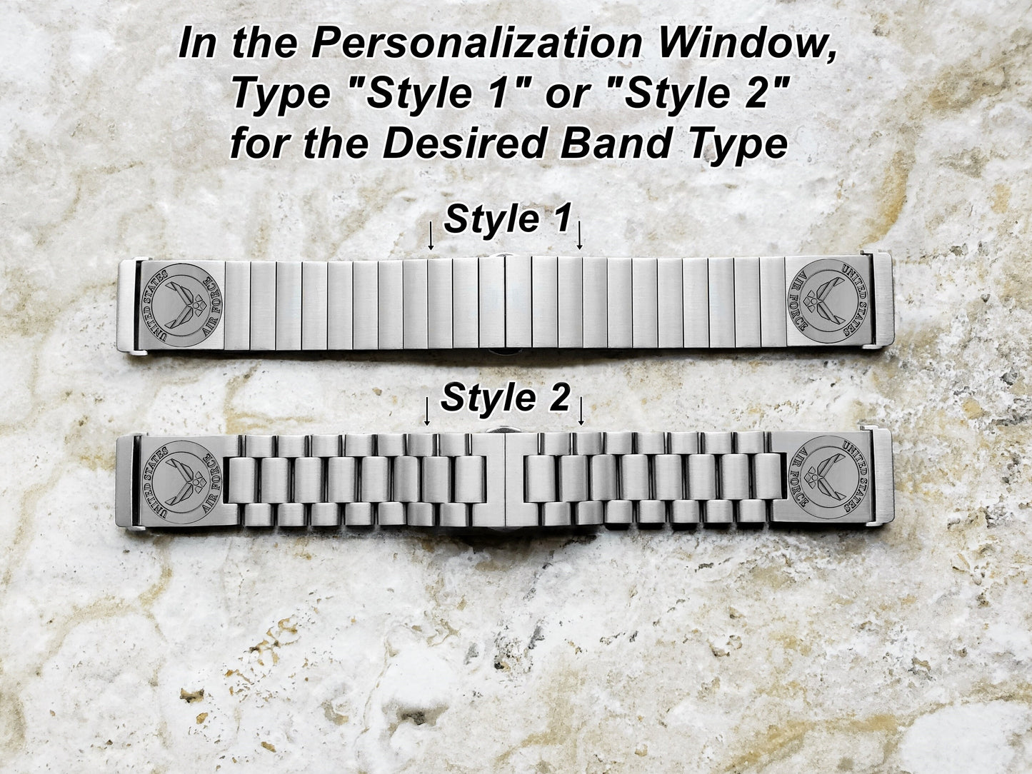 US Air Force Engraved Watch Band Compatible with Fitbit Versa Lite 2 3 4 and Sense 2 Smartwatches Silver Stainless Steel Bracelet Strap AF3