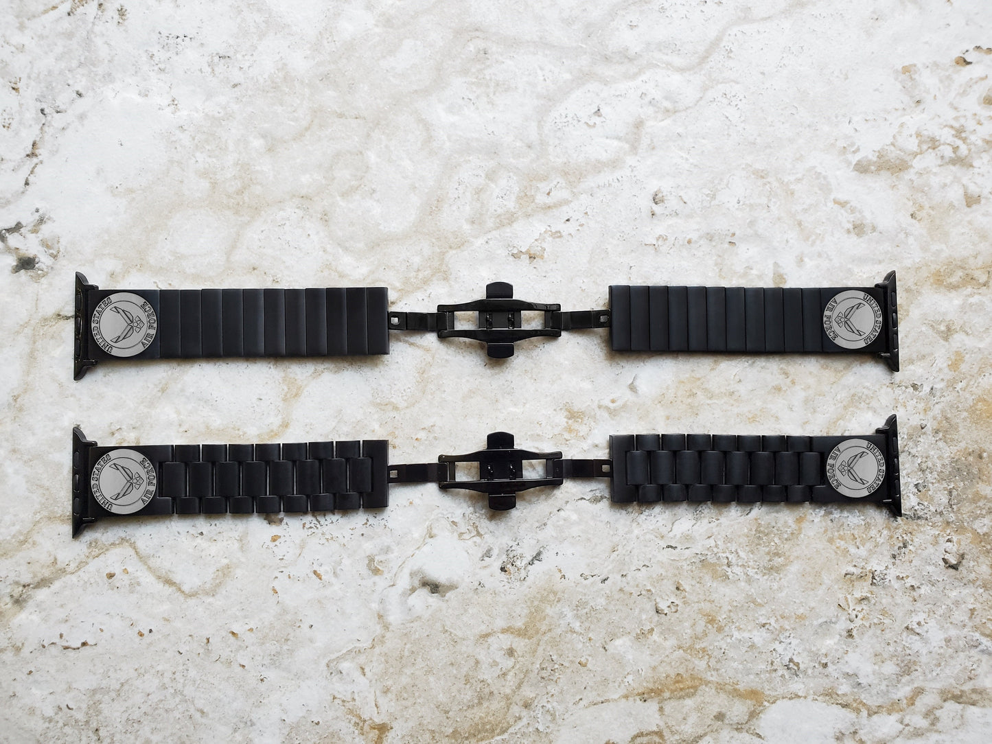 US Air Force Engraved Band Compatible with Apple Watch Ultra 2 9 8 7 SE 6 5 4 3 2 Case 38mm 40mm 41mm 42mm 44mm 45mm 49mm Black St Steel AF3