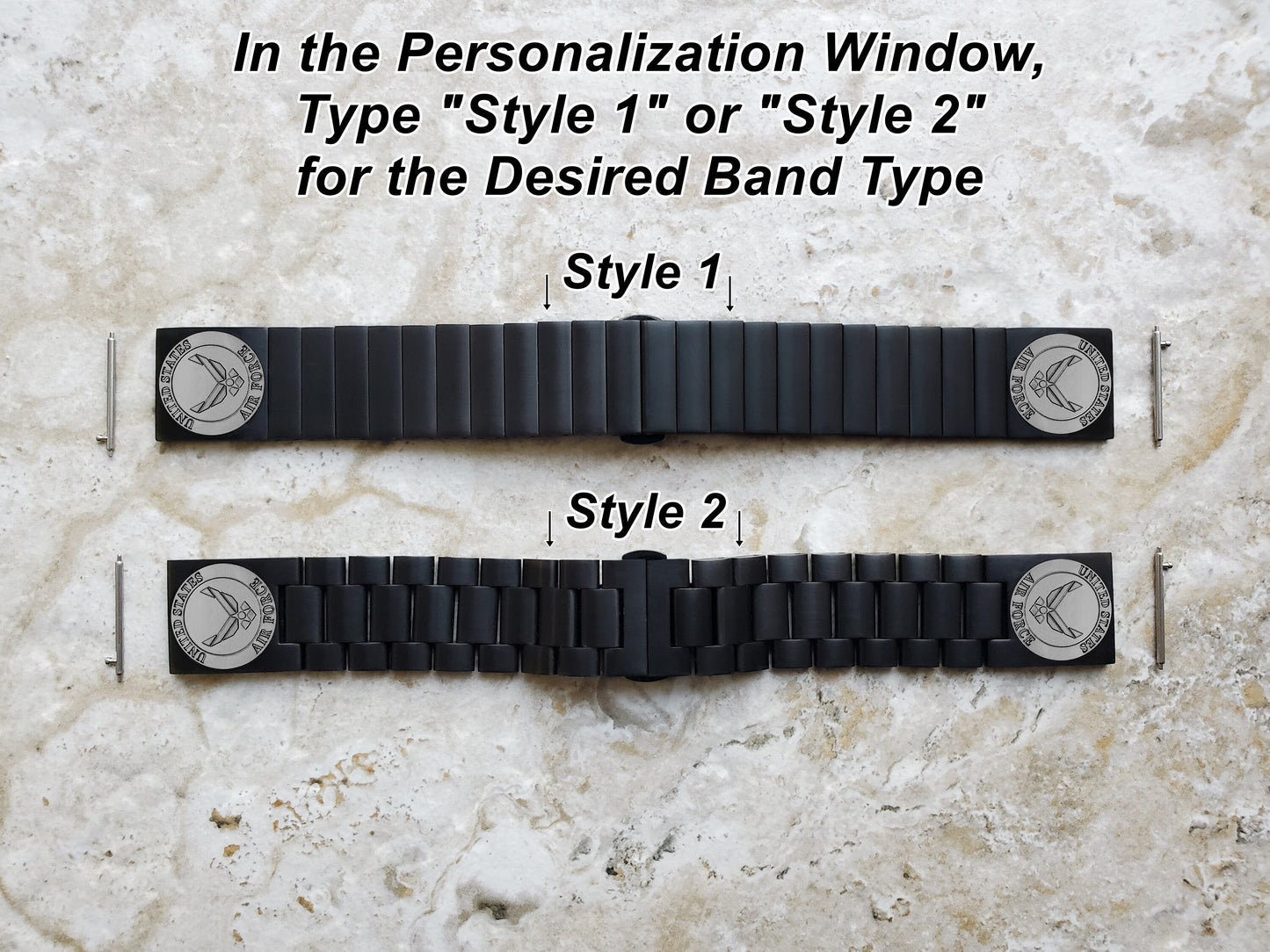 US Air Force Engraved Band Compatible with Samsung Galaxy Watch 3 45mm 46mm Gear S3 Frontier and Classic Black St Steel Strap AF3 -B22