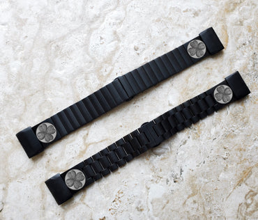 Four Leaf Clover Engraved Watch Band for Garmin epix Pro 51mm Foretrex 601 701 Quatix 3 6X 7X D2 Tactix 7 Instinct 2X Black Strap SR1 A26