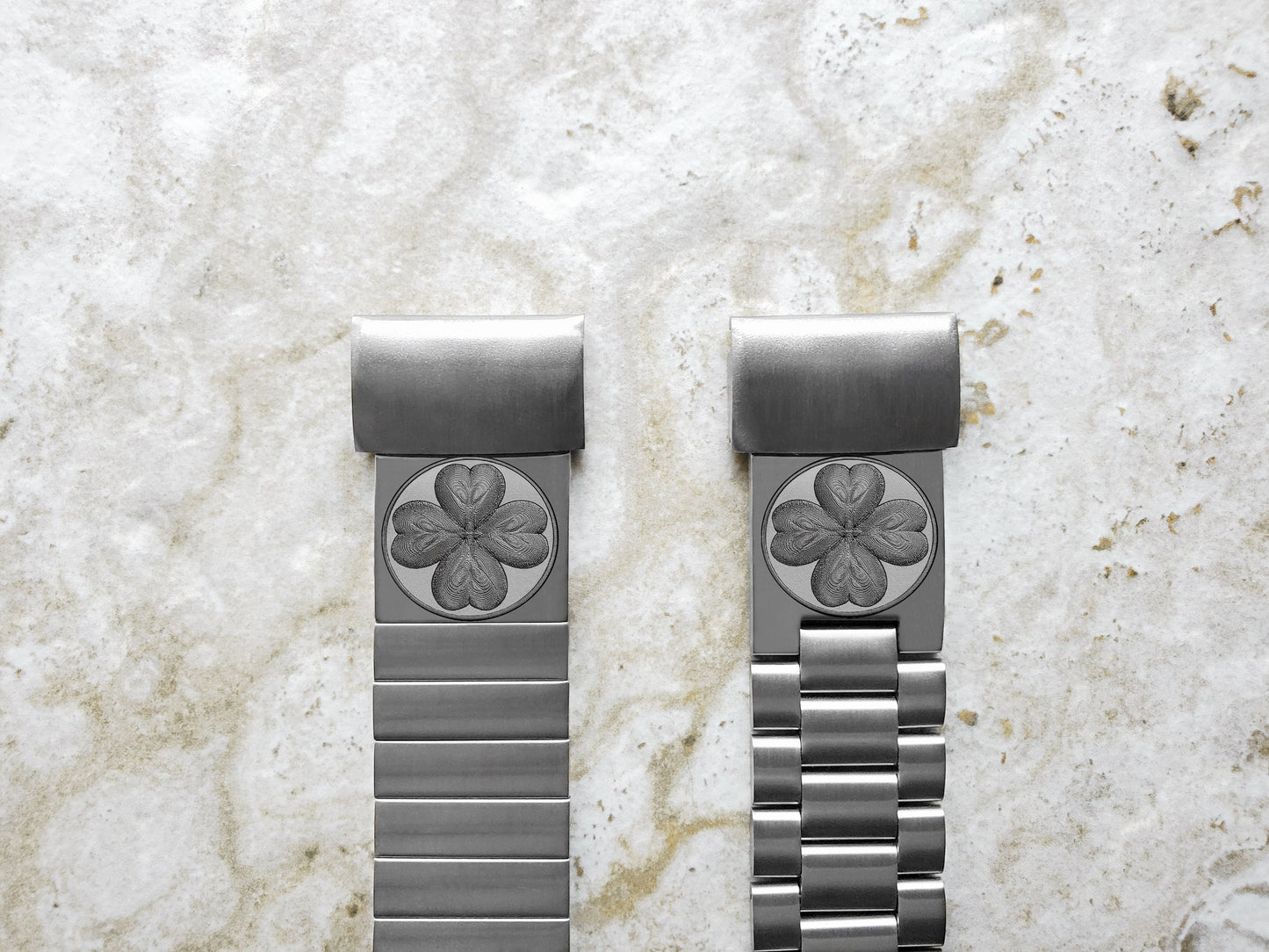 Four Leaf Clover Engraved Watch Band for Garmin Fenix 7X Pro 6X Pro 5X Plus Descent Mk3i 51mm Mk2i Mk2 Mk1 Enduro 2 St Steel Strap SR1 A26