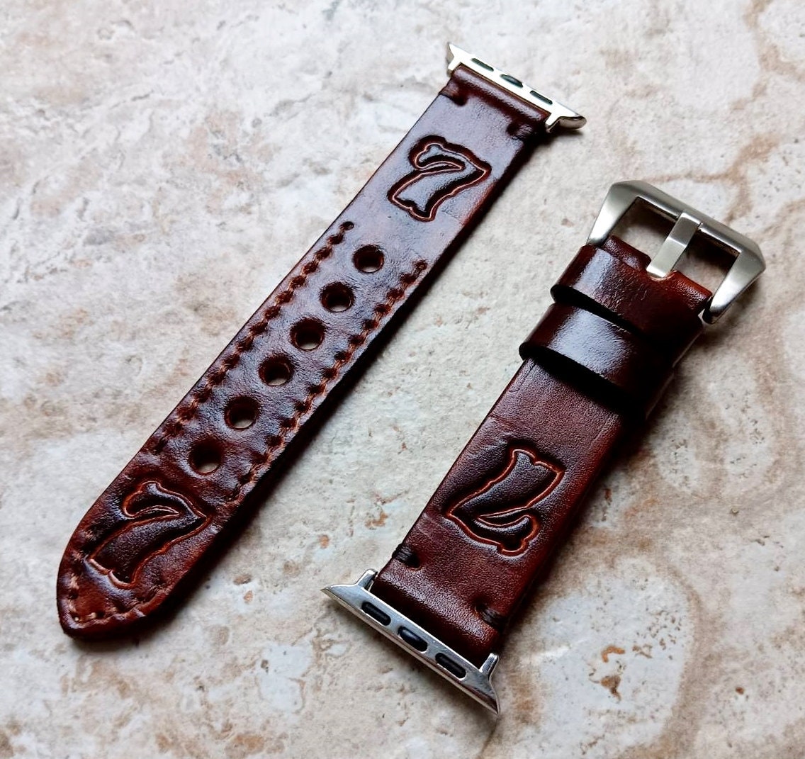 Apple Watch Band for iWatch Ultra 2 9 8 7 SE 6 5 4 3 2 1 38mm 40mm 41mm 42mm 44mm 45mm 49mm Customizable Symbols Colors Leather Tooled