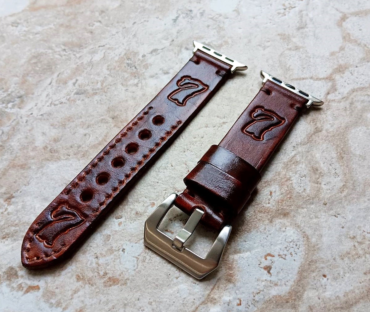 Apple Watch Band for iWatch Ultra 2 9 8 7 SE 6 5 4 3 2 1 38mm 40mm 41mm 42mm 44mm 45mm 49mm Customizable Symbols Colors Leather Tooled